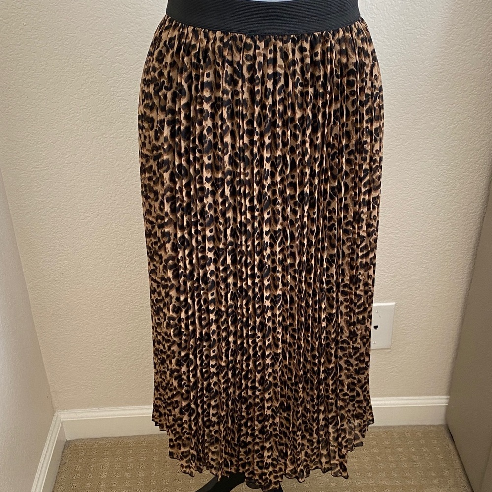 Rachel Zoe Animal Print Pleated Midi Skirt